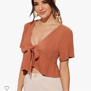 Tie Front Crop Blouse